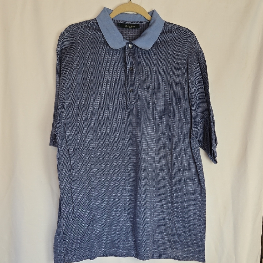 Bobby Jones Light Blue  Patterned Golf Polo Shirt In Size Large